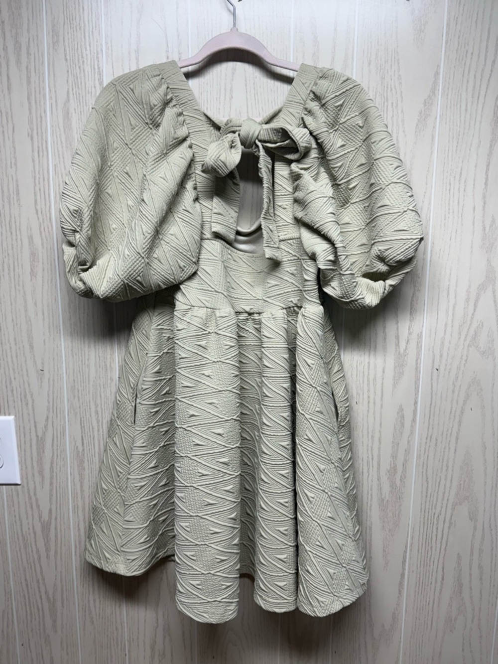 Free people green sleeve short dress sz M - Picture 4 of 5